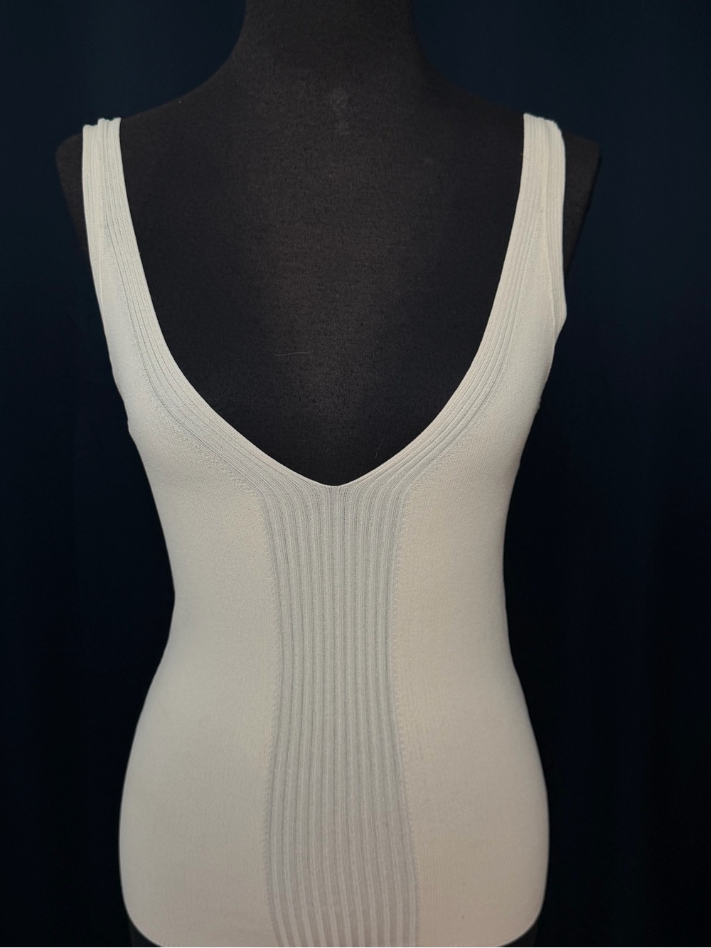 Zara Cream Ribbed V-Neck Tank Top